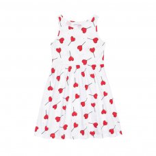 10KVDRESS 1T: White Hearts Vest Dress (8-14 Years)